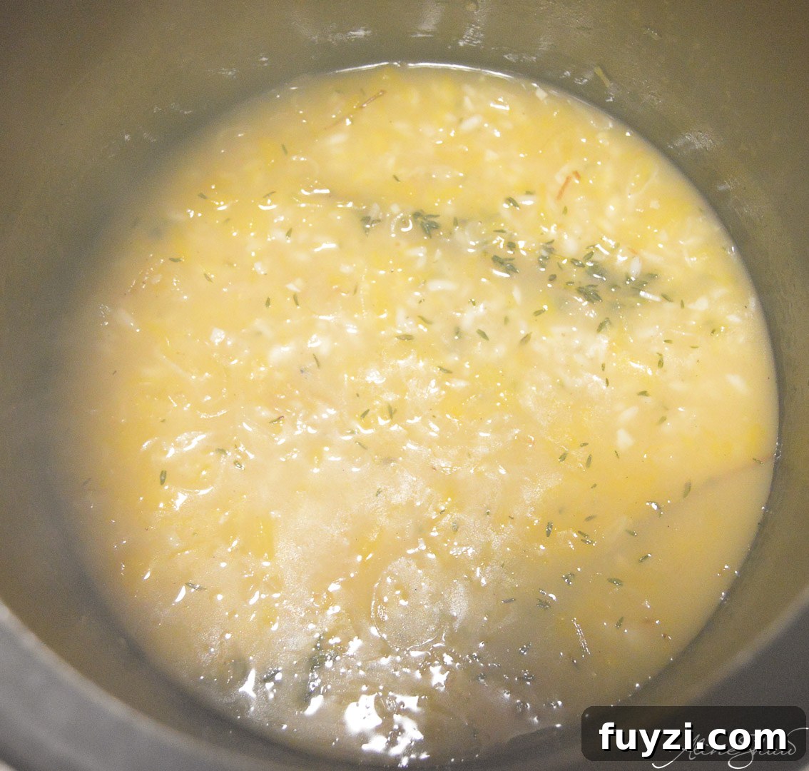 Finishing risotto in pot