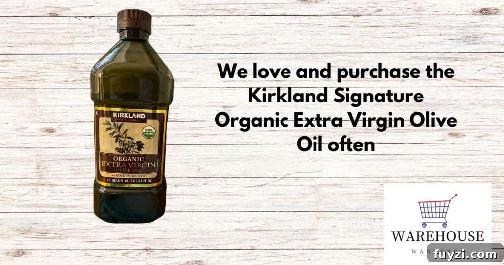 Image of Kirkland Signature Organic Olive Oil. Our pick for best Costco Olive Oil 2024