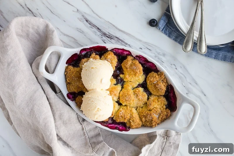 Blueberry Cobbler Recipe with Buttery Crust 3 Blueberry Cobbler for Two with Cornmeal Biscuit Topping.