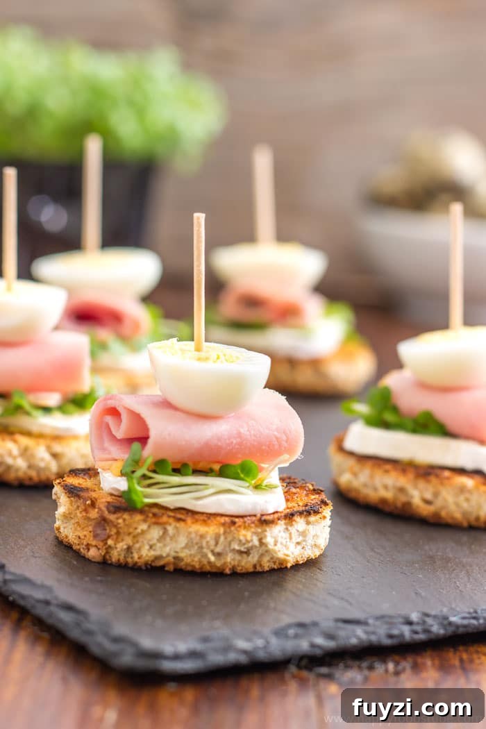 Quail Egg and Goat Cheese Pinchos Tapas Recipe 2 Quail Egg and Goat Cheese Pinchos Bites - Great Party Food Recipe | happyfoodstube.com