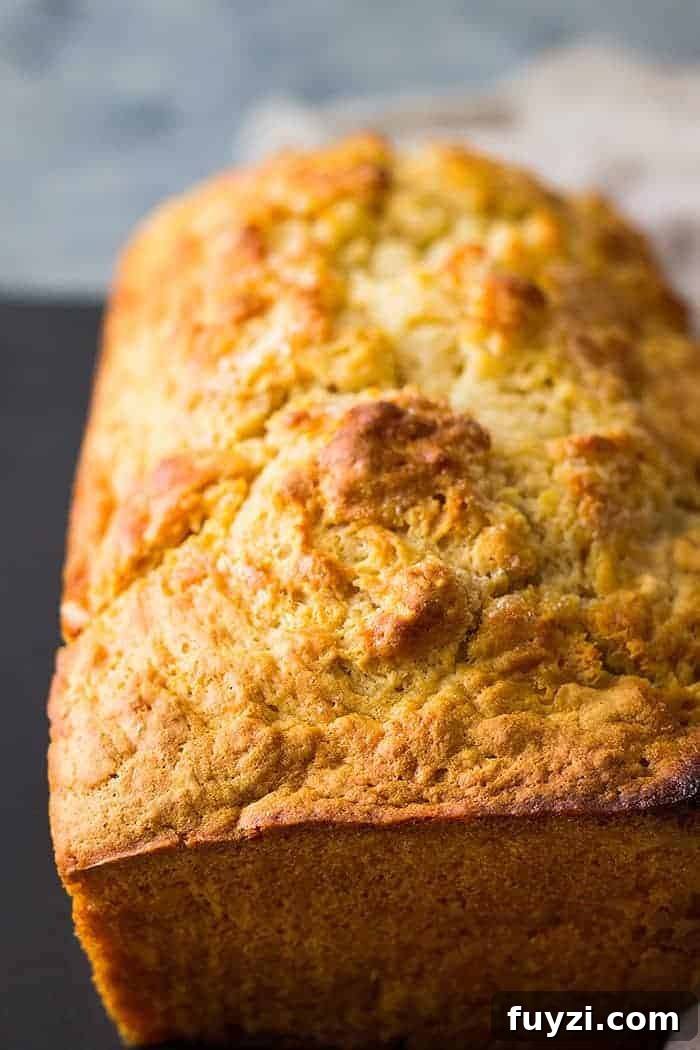 closeup: a loaf of beer bread
