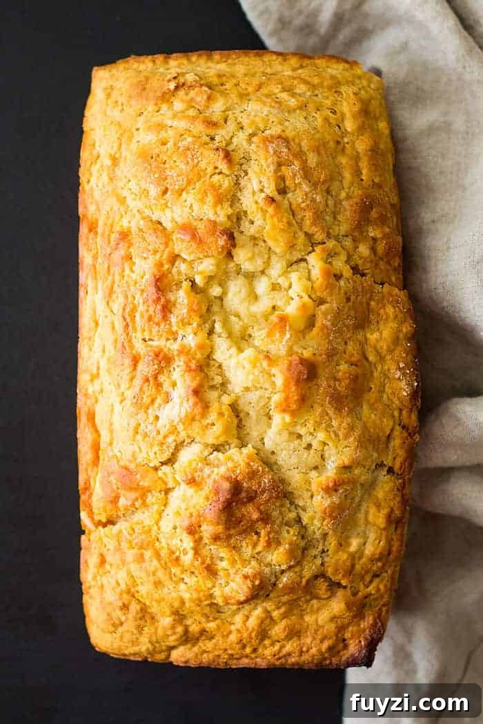overhead: loaf of this recipe for beer bread