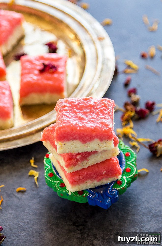 Homemade Rose and Cardamom Barfi Recipe 4 rose cardamom burfi plated