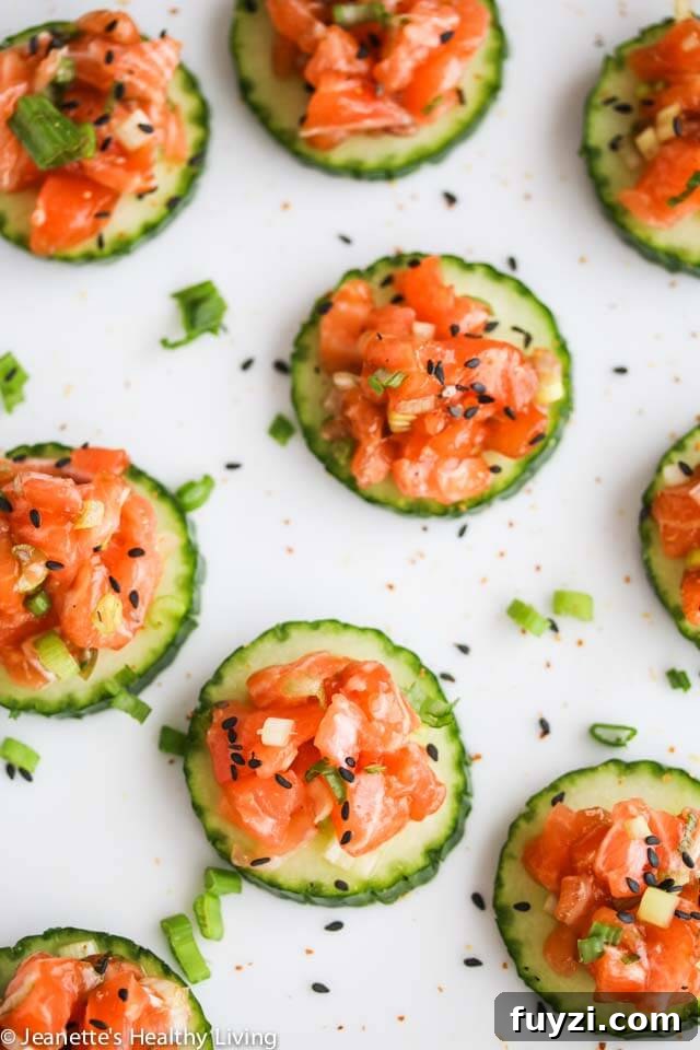 Crispy Spicy Tuna Wonton Cups with Sriracha Mayo 11 Asian Salmon Cucumber Appetizers
