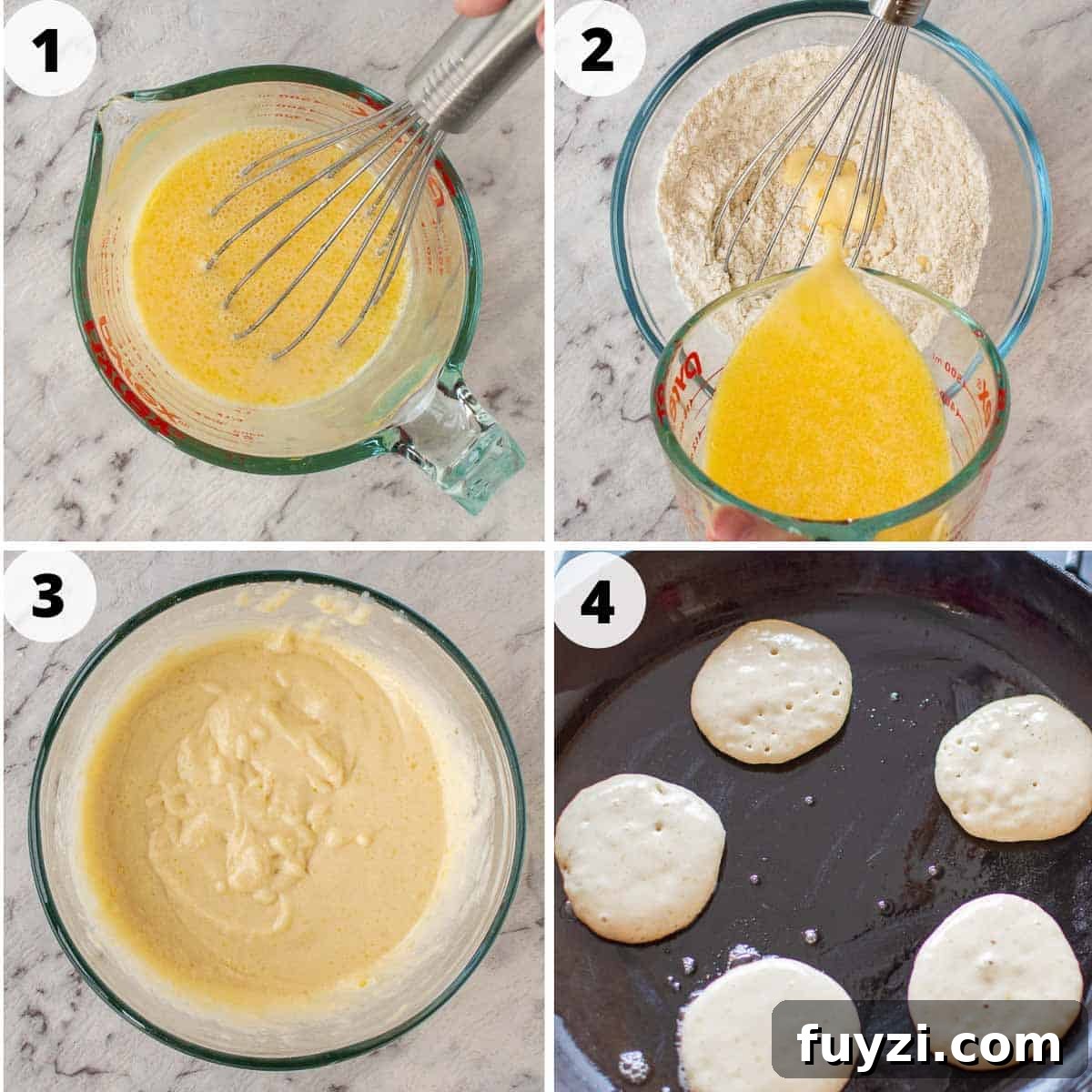 A four step collage showing the process to make this recipe.