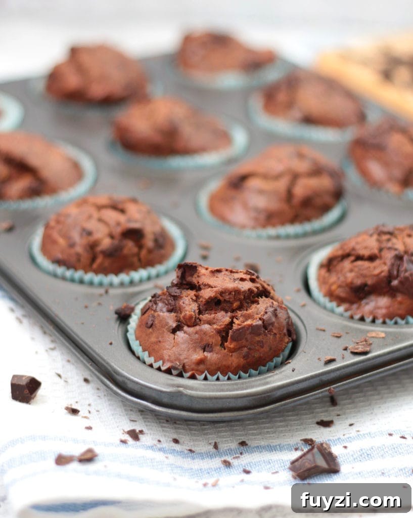 Chocolate Zucchini Muffins in the tin