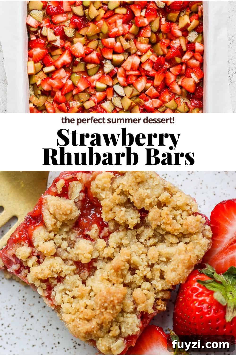 Pinterest image for strawberry rhubarb bars.