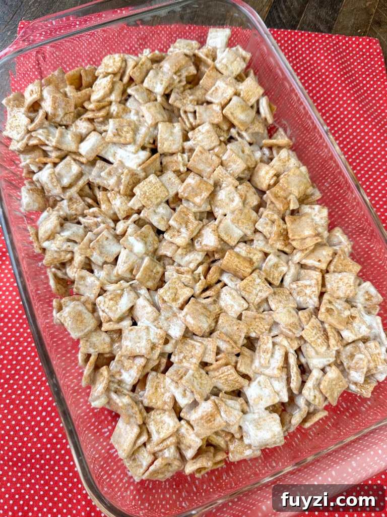 Copycat Cinnamon Toast Crunch Cereal Bars Recipe 6 Overhead view of our favorite cinnamon toast crunch cereal treat recipe with the perfect blend of marshmallows and cereal.