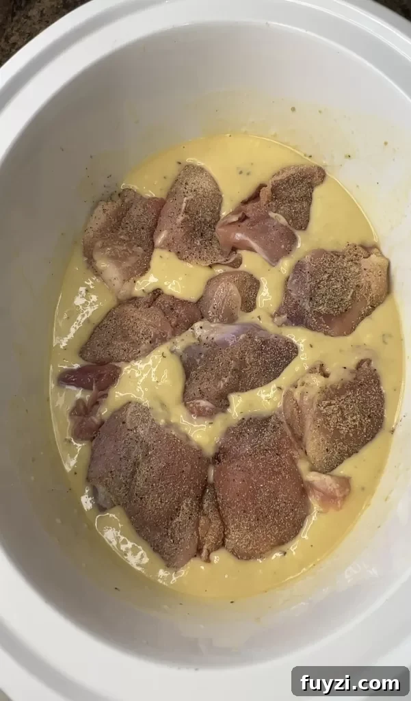 Chicken in gravy in slow cooker