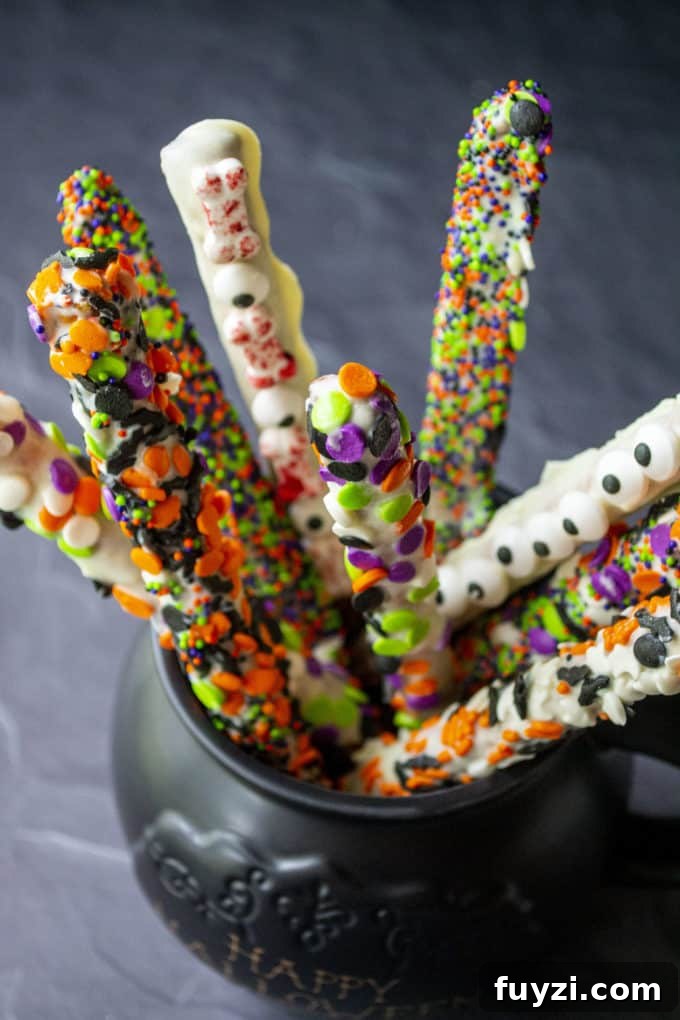Chocolate Covered Halloween Pretzels