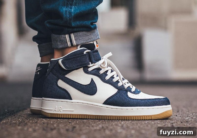 Nike Air Force 1 Mid Denim Gum Sneakers 2 Nike Air Force 1 Mid Denim Gum