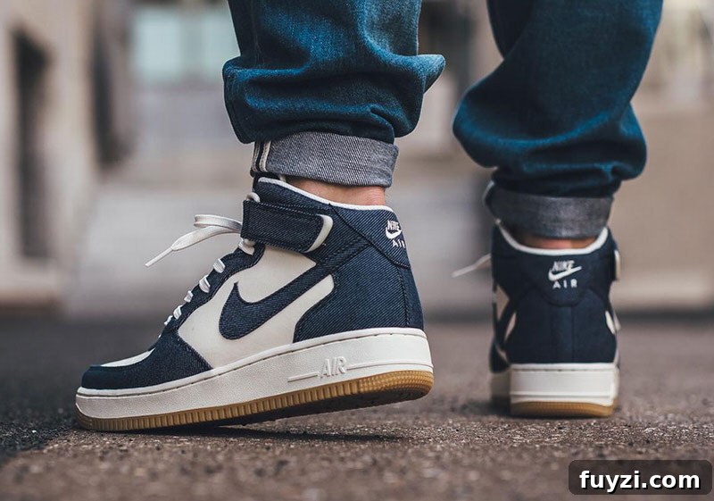 Nike Air Force 1 Mid Denim Gum Sneakers 3 Nike Air Force 1 Mid Denim Gum