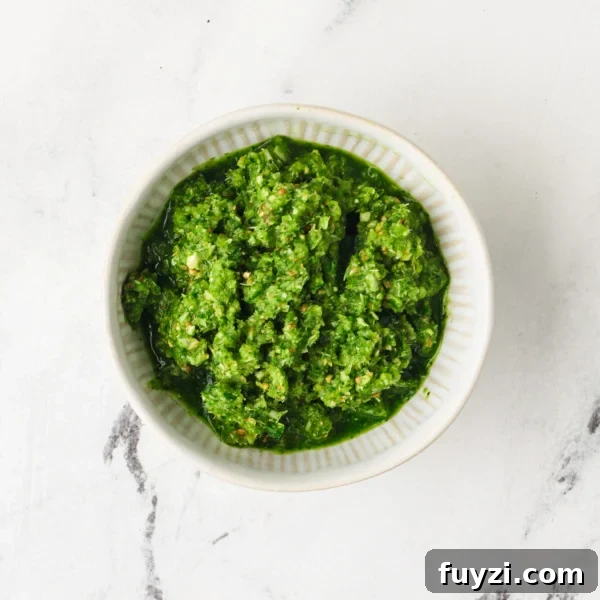 Thai Green curry paste in a small bowl.