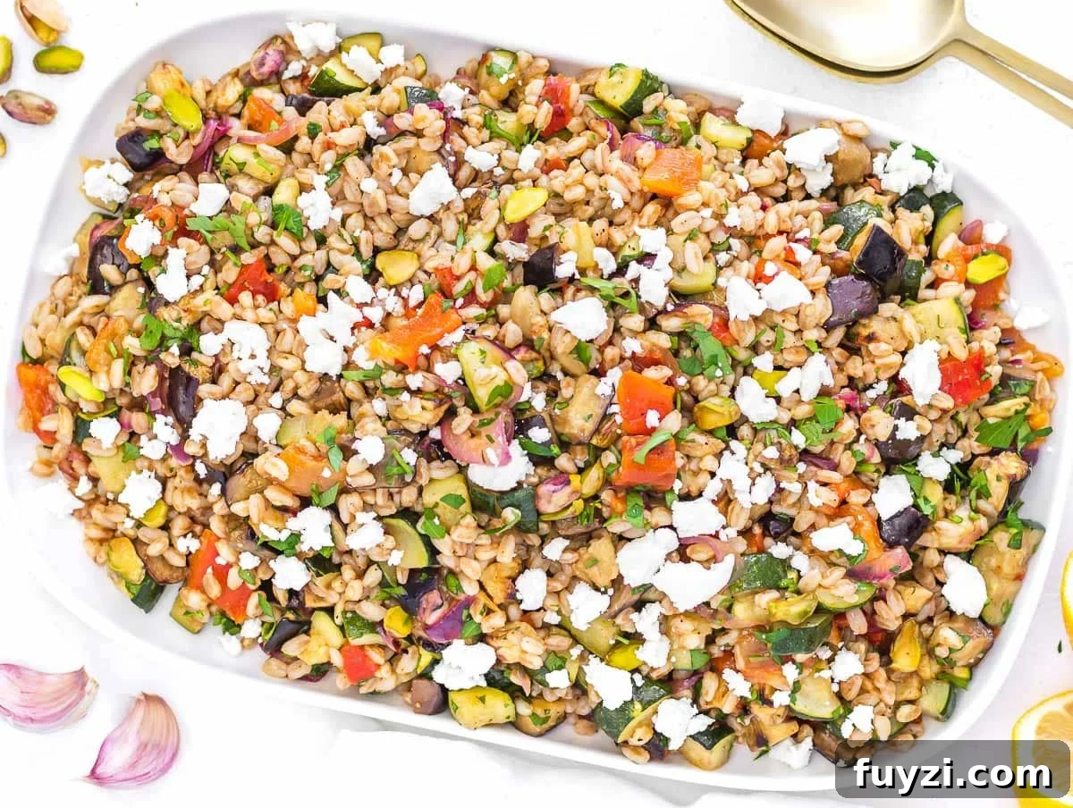 farro salad with crumbled feta