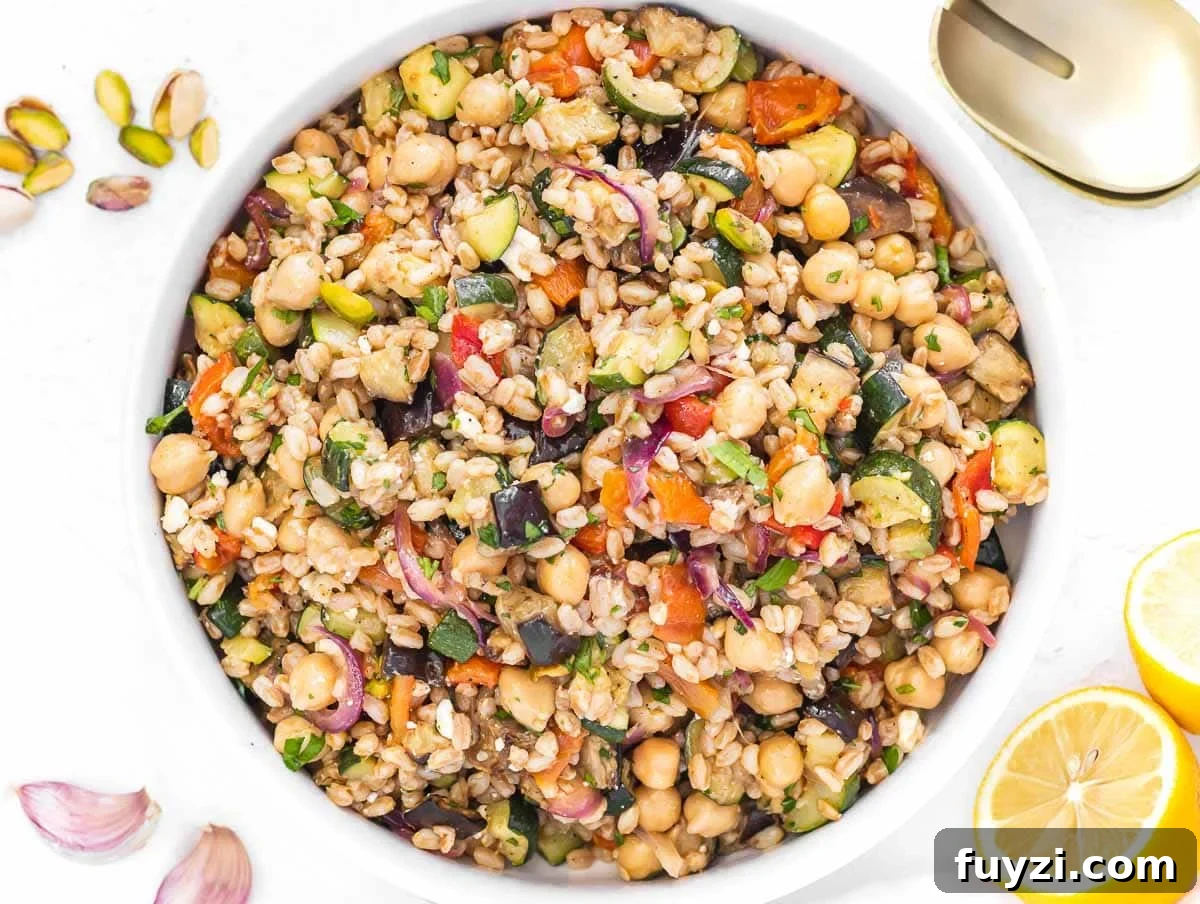 mediterranean farro salad with chickpeas