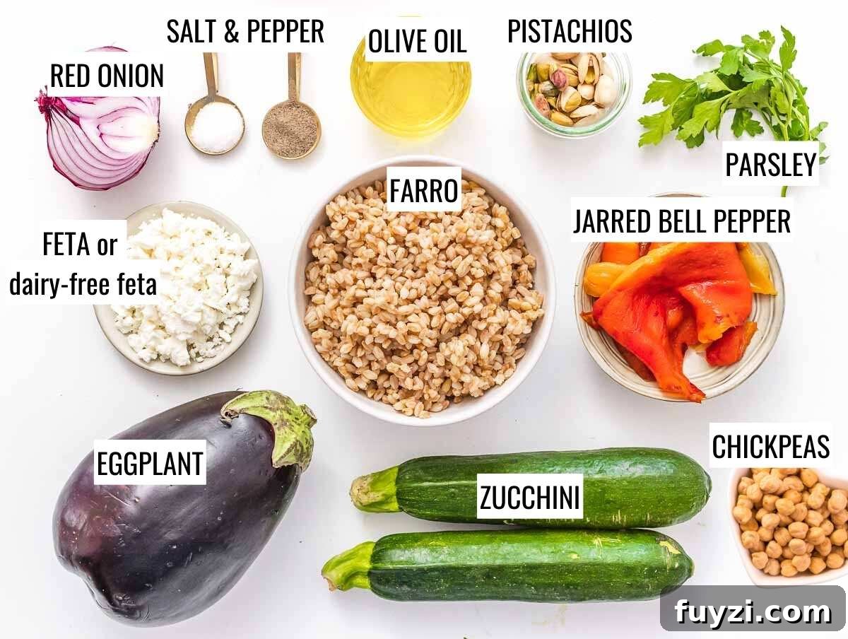 Farro salad baked veggies ingredients
