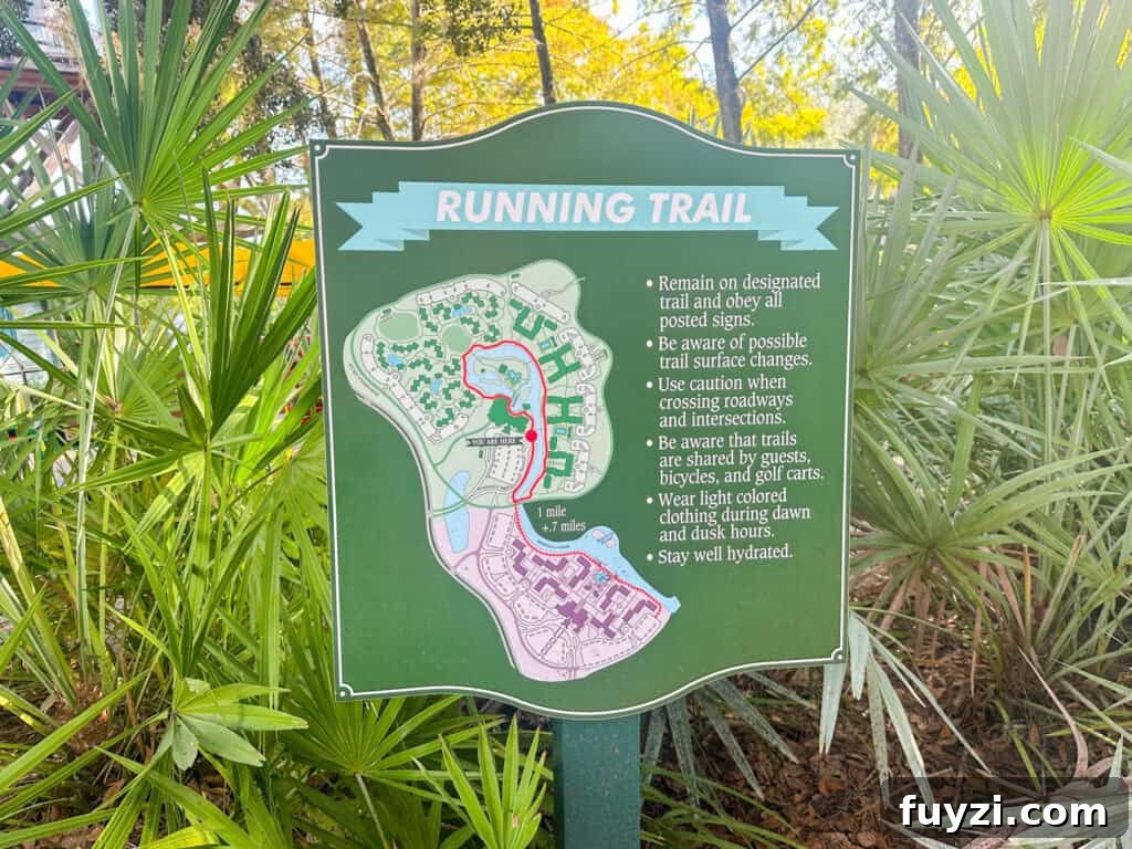 running trail map sign at Port Orleans Riverside.