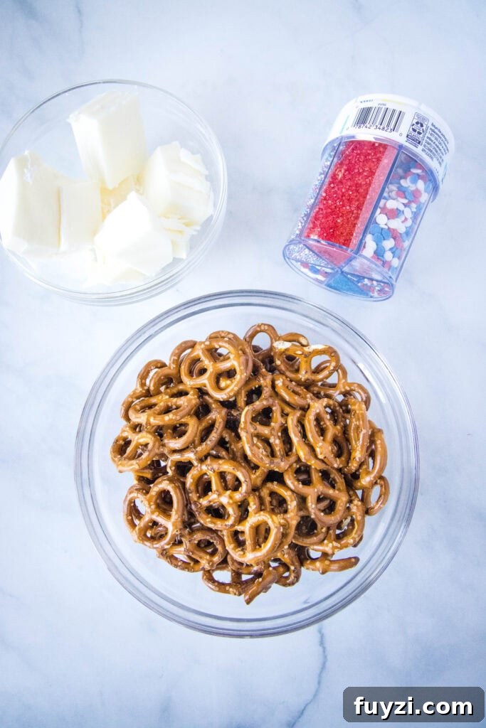 ingredients for patriotic pretzels