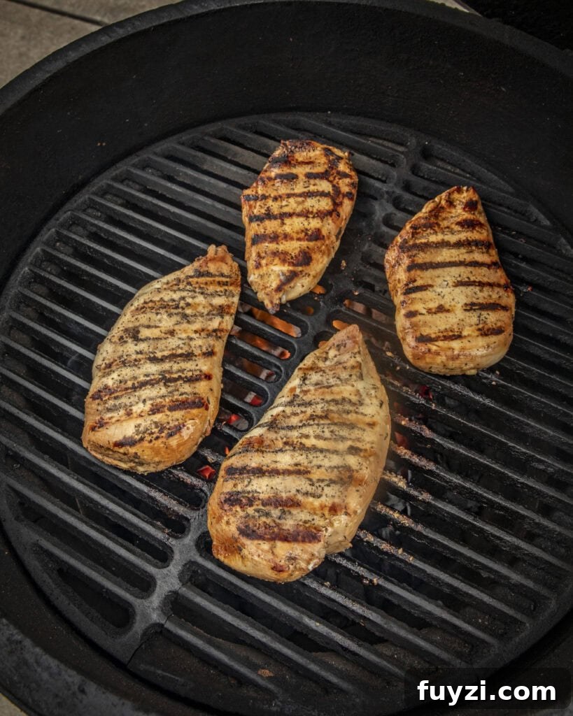 Seasoned chicken on the grill