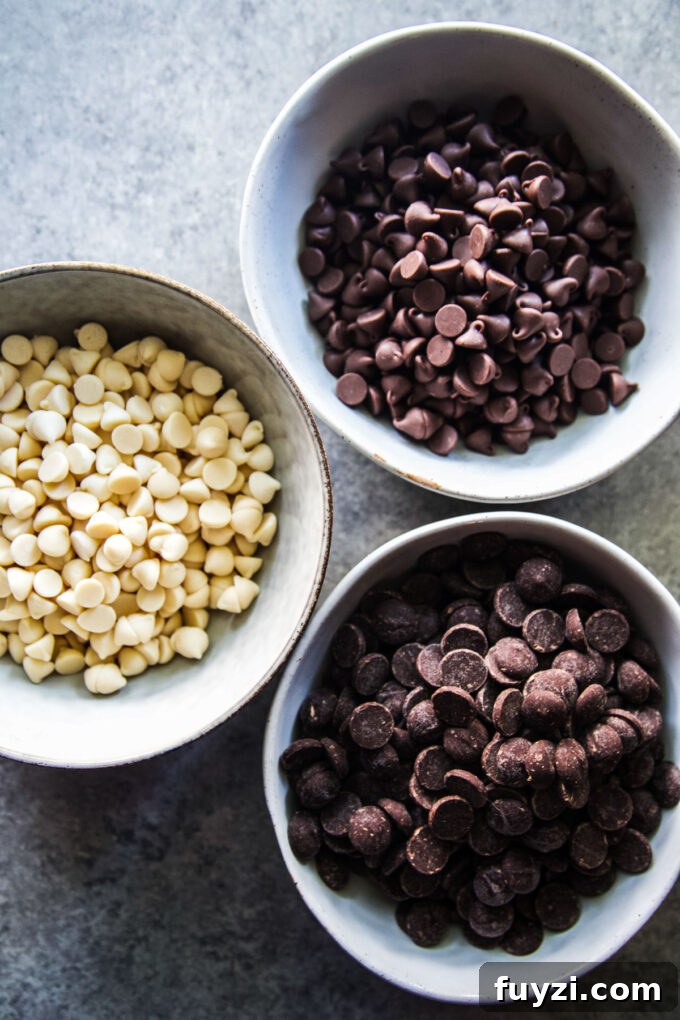 bowls of chocolate chips