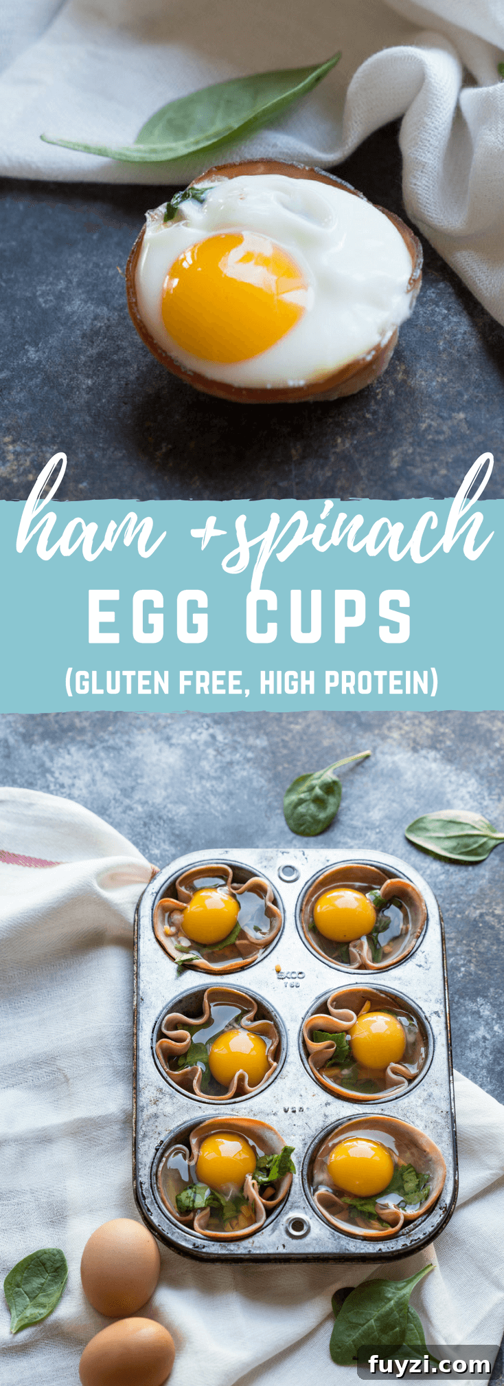 Ham Spinach Egg Cups are an easy meal prep that is high in protein and low carb. Simply bake in a muffin tin to have a healthy breakfast at the ready... made with only 4 ingredients! 