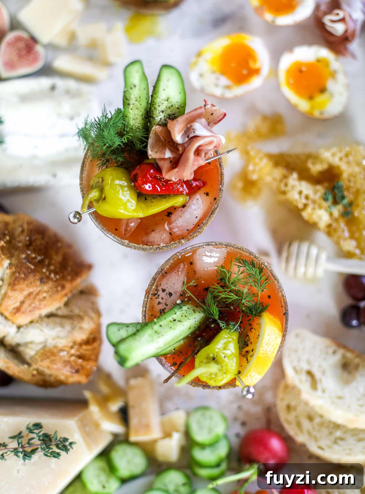 The highlight of this Easter brunch board are the deviled eggs and soft boiled eggs! Add some avocado toast, donuts and bloody marys and you've arrived. I howsweeteats.com #brunch #board