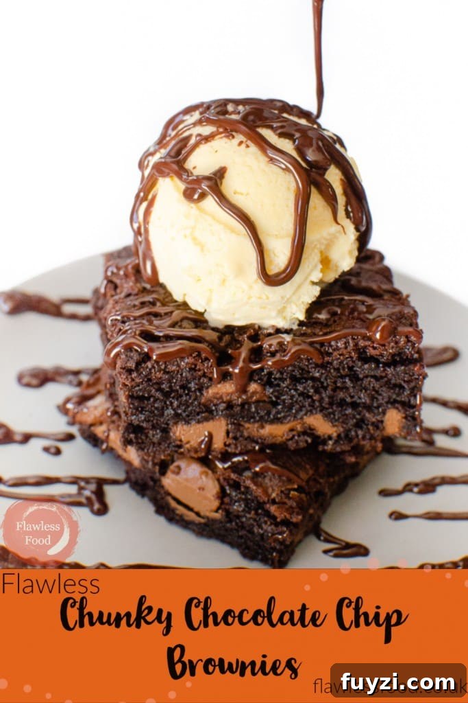 Fudgy Chunky Chocolate Chip Brownies Recipe 23 Chunky Chocolate Chip Brownies image for pinterest
