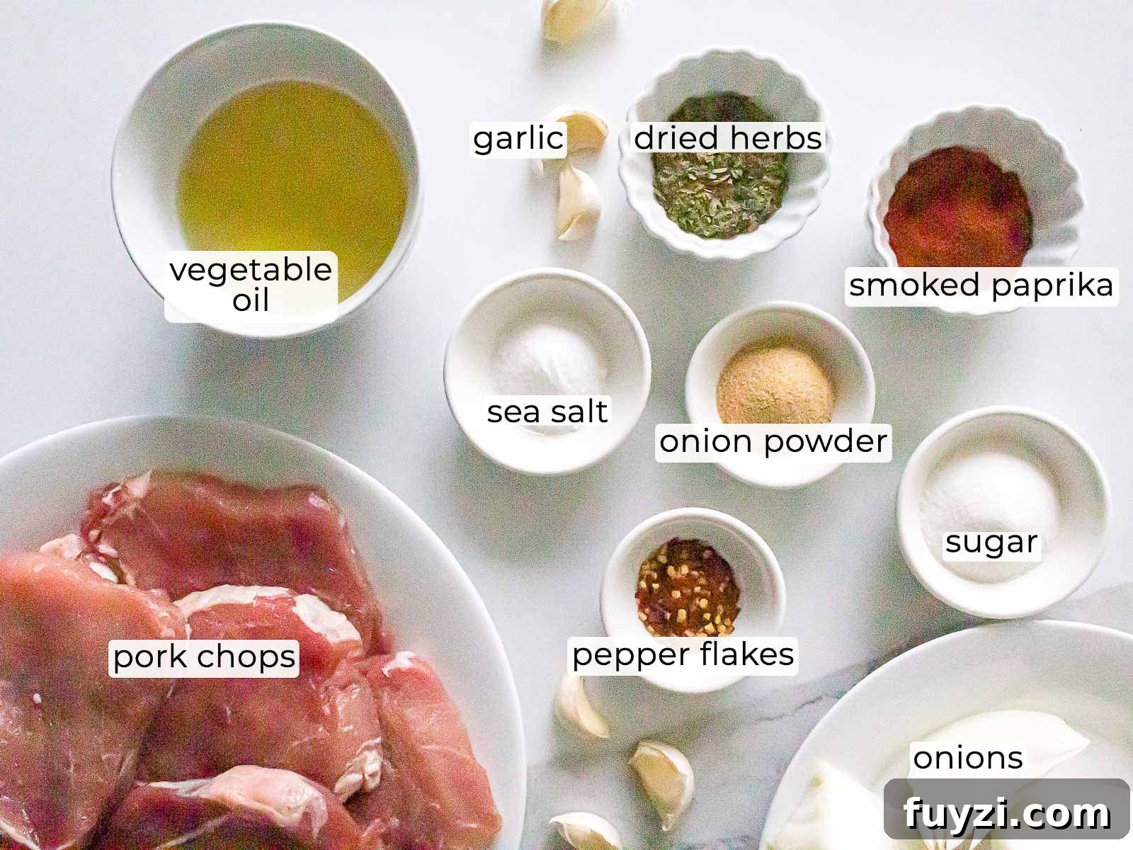 ingredients for grilled pork chop marinade