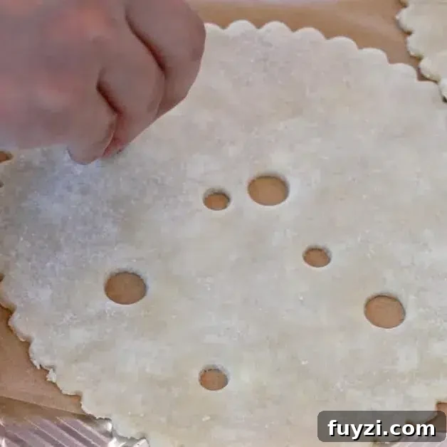 cutting pie dough with 2 round tips