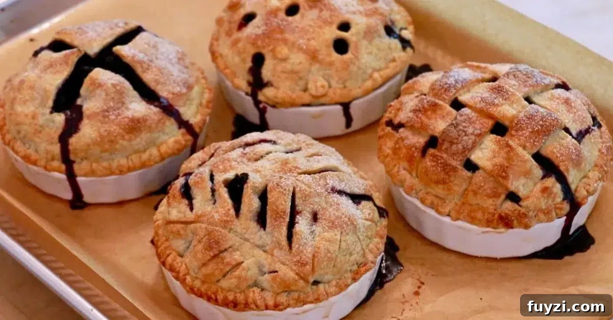 blueberry pies just came out of the oven