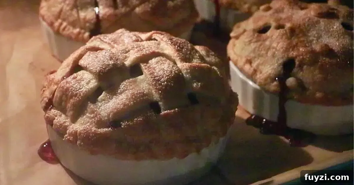 perfectly baked blueberry pie in the oven
