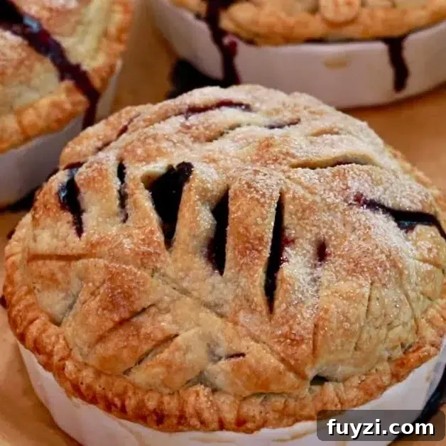 hot blueberry pies just came out of the oven