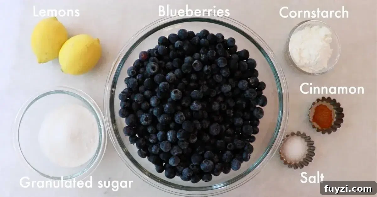 ingredients to make blueberry pie filling