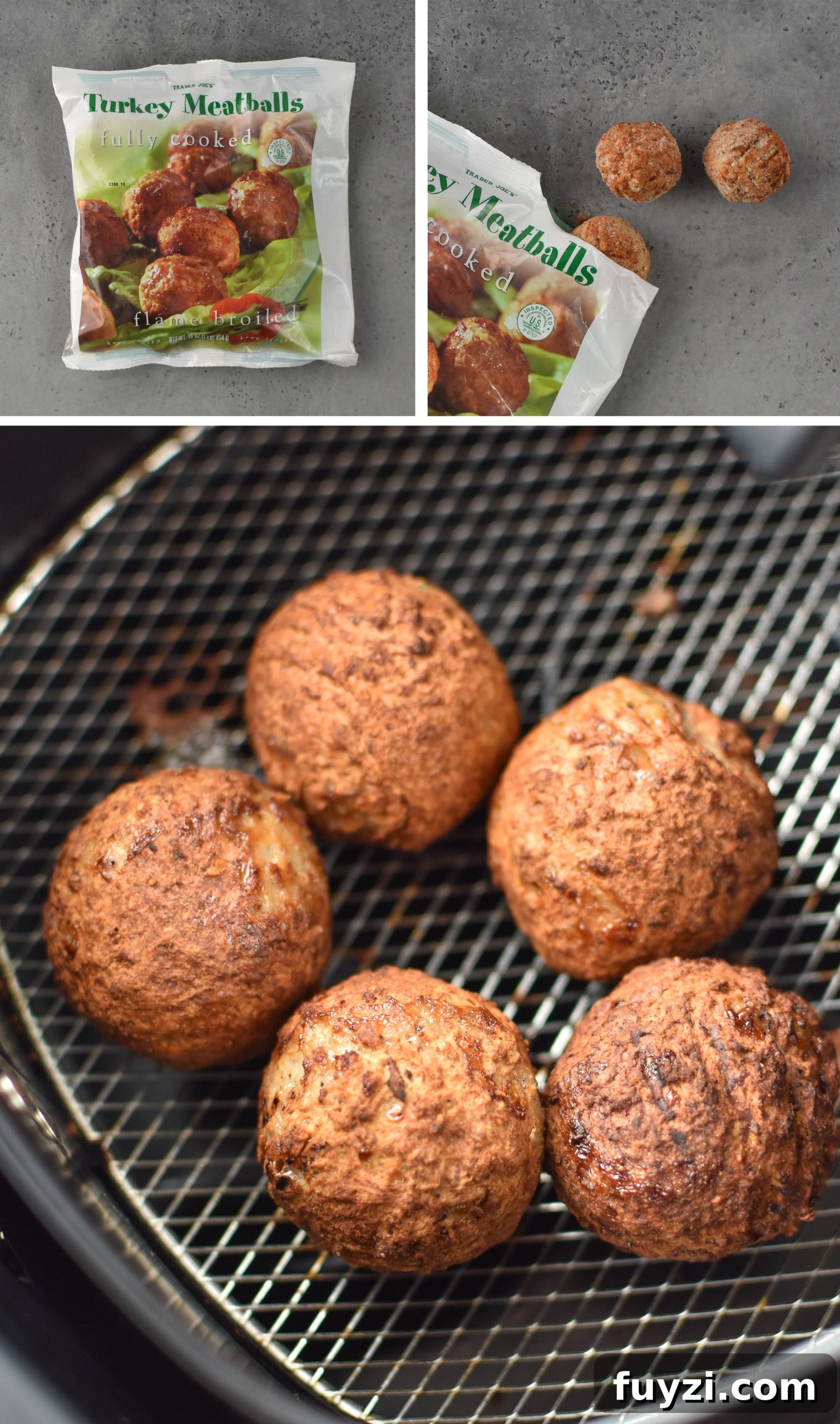 Turkey meatballs from Trader Joe's made in the air fryer