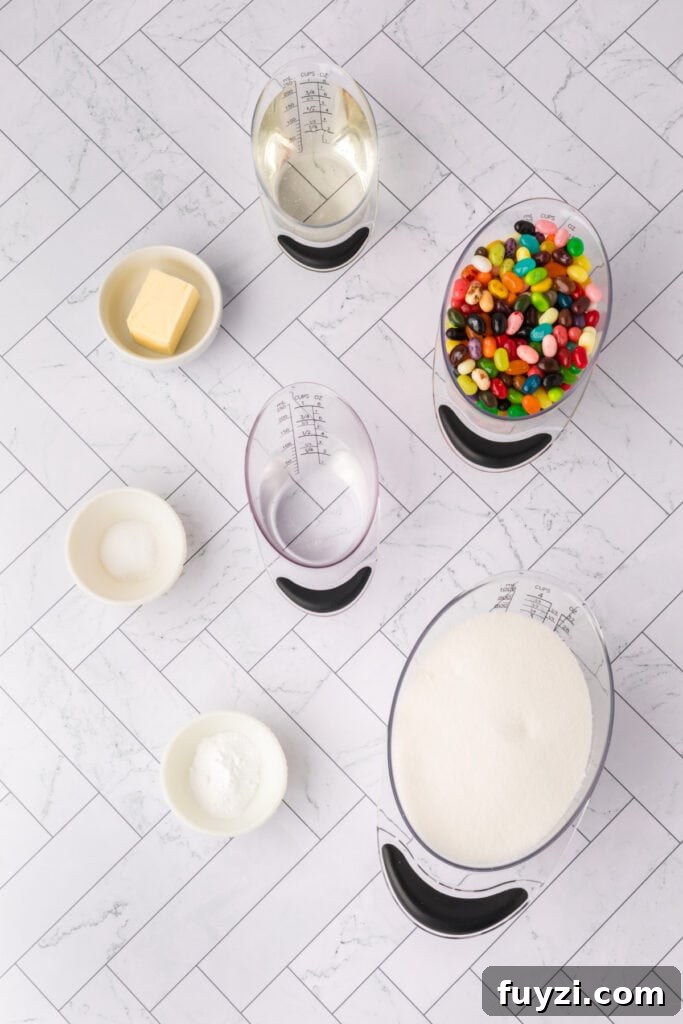 ingredients to make jelly bean brittle