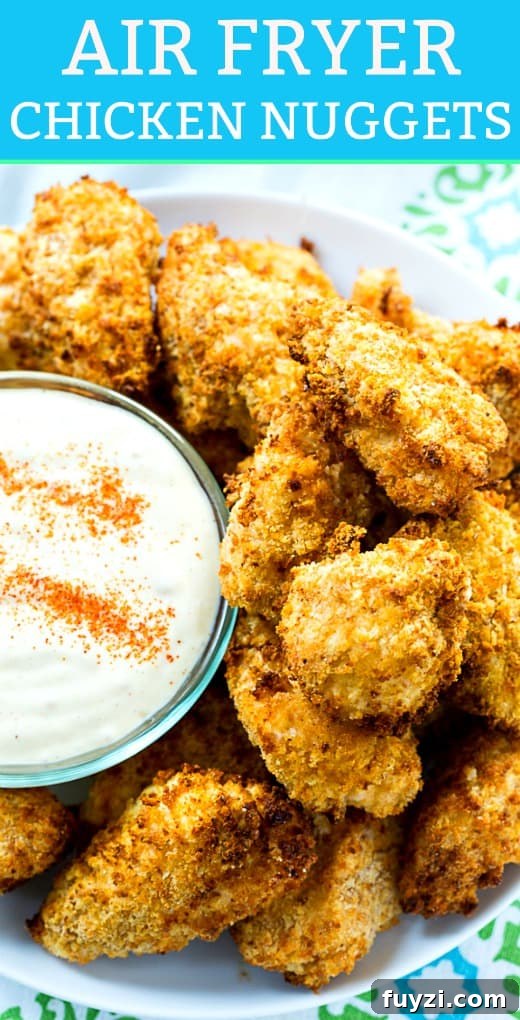 Air Fryer Chicken Nuggets fry up crispy with just a little oil #healthy #airfryer