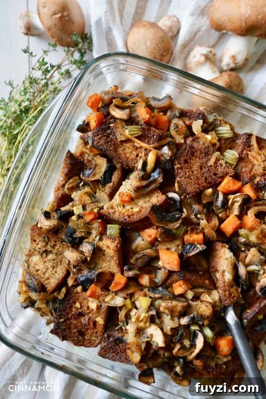 Gluten free this Thanksgiving? Try this Vegetarian Caramelized Onion and Mushroom Stuffing - Recipe on NotEnoughCinnamon.com