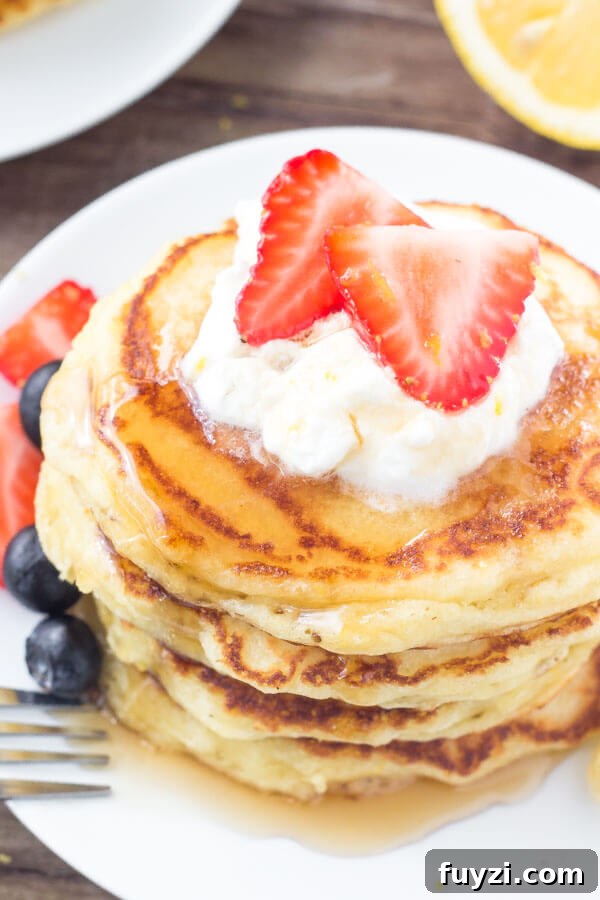 Fluffy lemon pancakes have perfectly golden edges and a light, fluffy texture. 