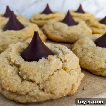 peanut butter kiss cookies on a board