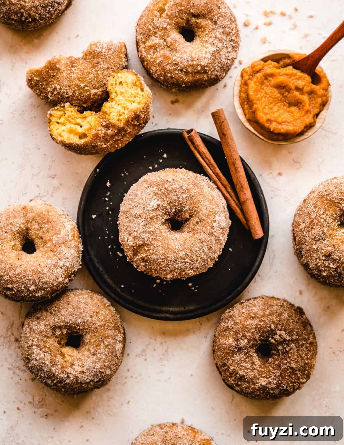 Pumpkin Cake Donuts with Cinnamon Glaze Recipe 8 These baked pumpkin donuts are perfect for dunking in your coffee or hot cider.