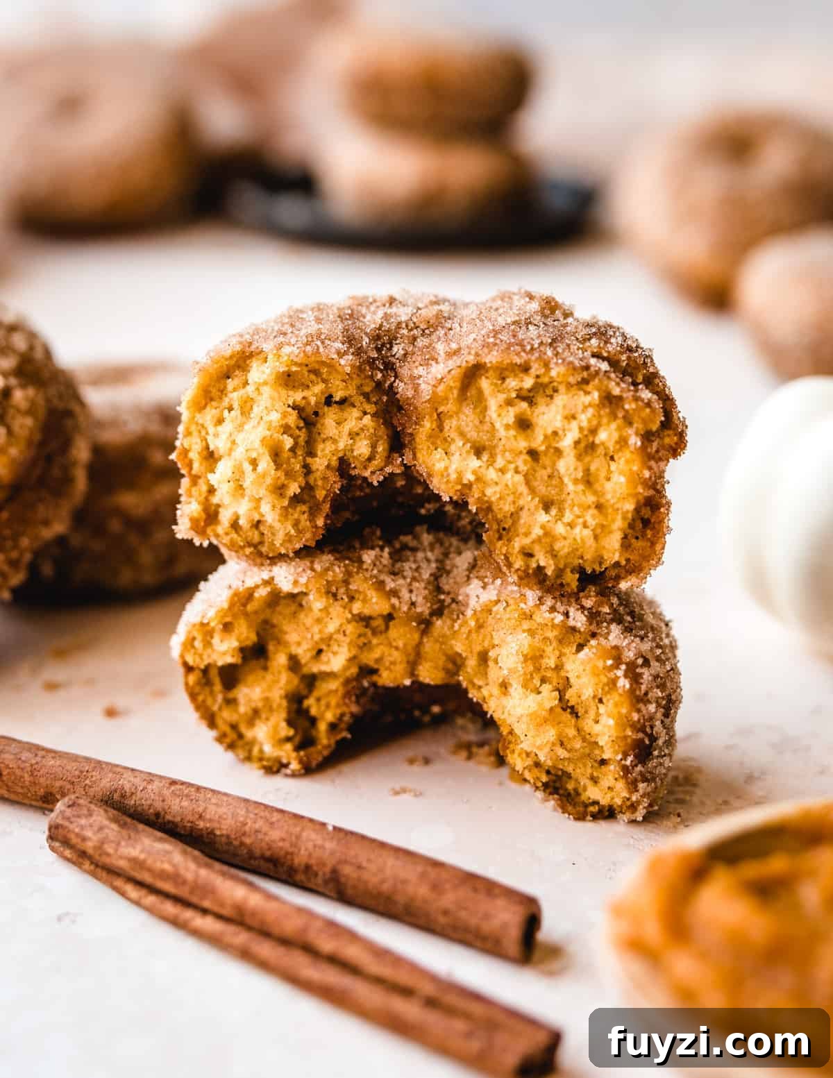 Pumpkin Cake Donuts with Cinnamon Glaze Recipe 4 These baked pumpkin donuts are the perfect balance of spice and sweetness.