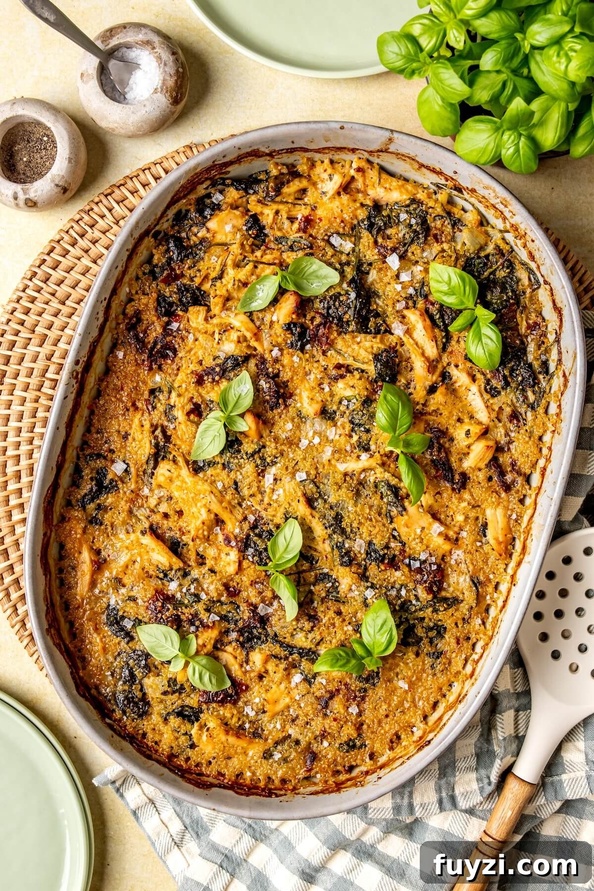 Tuscan Chicken Quinoa Bake - Olivia Adriance