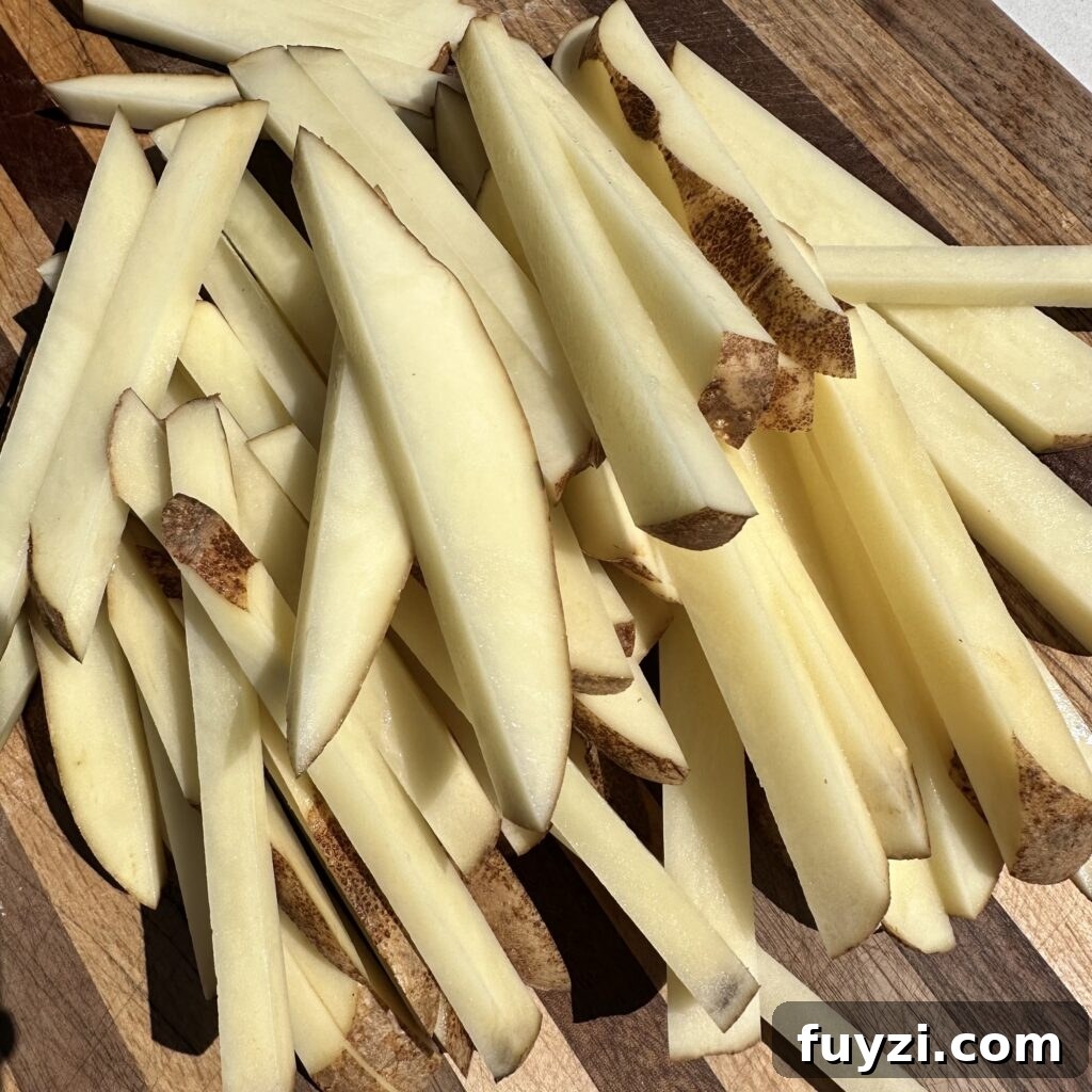 Cut fries ready to cook